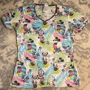 Tropical Mickey & Minnie Disney Tooniforms Scrub Top